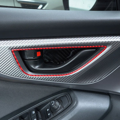 JDMuscle [22 - 26 WRX] P&S Series Carbon Fiber Interior Door Handle Frame Covers 4 PC | Black Carbon Fiber/ Red Carbon Fiber - JDMuscleTrim KitsJDM-WRX22-121BBlack Carbon FIiber