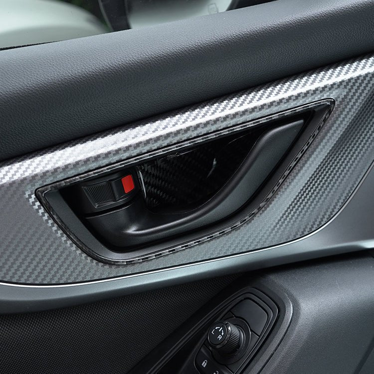 JDMuscle [22 - 26 WRX] P&S Series Carbon Fiber Interior Door Handle Frame Covers 4 PC | Black Carbon Fiber/ Red Carbon Fiber - JDMuscleTrim KitsJDM-WRX22-121BBlack Carbon FIiber