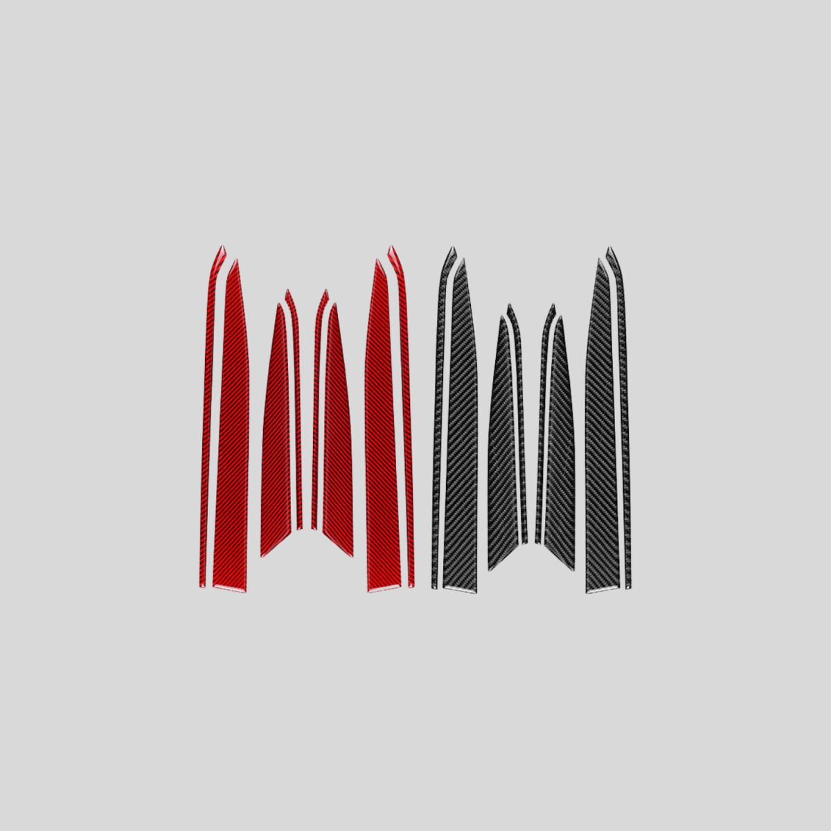 JDMuscle [22 - 26 WRX] P&S Series Carbon Fiber Interior Door Upper Panel Accent Covers 8 PC | Black Carbon Fiber/ Red Carbon Fiber - JDMuscleTrim KitsJDM-WRX22-123BBlack Carbon FIiber