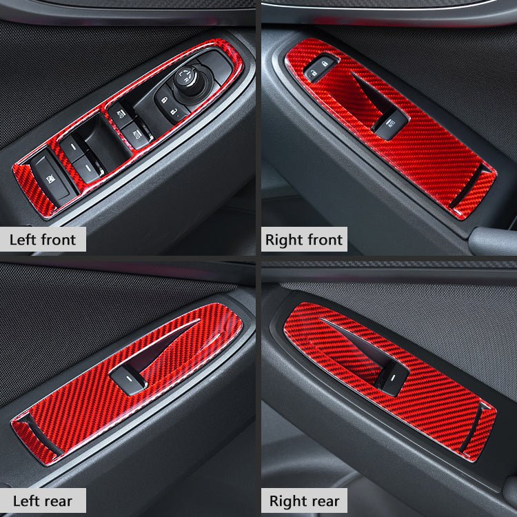 JDMuscle [22 - 26 WRX] P&S Series Carbon Fiber Window Switch Trim Covers 4 PC | Black Carbon Fiber/ Red Carbon Fiber - JDMuscleTrim KitsJDM-WRX22-116BBlack Carbon FIiber