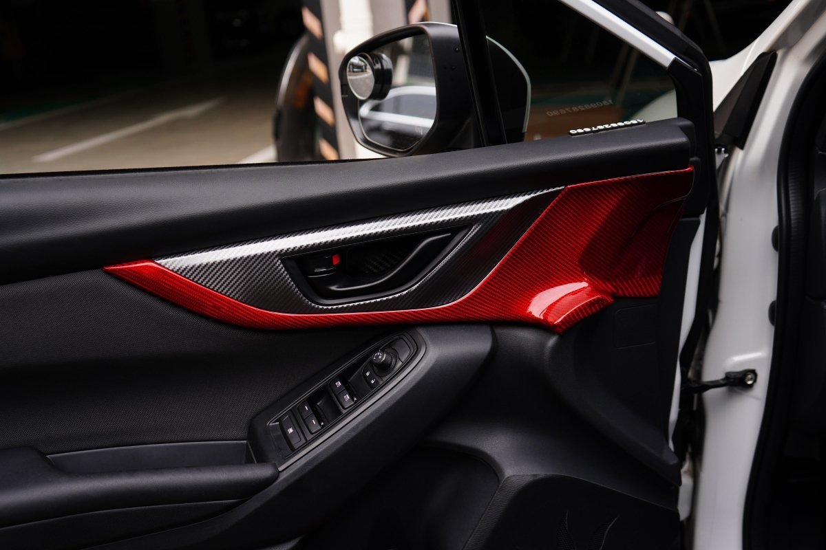 JDMuscle [22 - 26 WRX] Tanso Pre - preg Carbon Fiber Front Door Larger Pannel Covers - 2 PC - JDMuscleTrim KitsJDM-WRX22-537RRed 2x2 Carbon Fiber