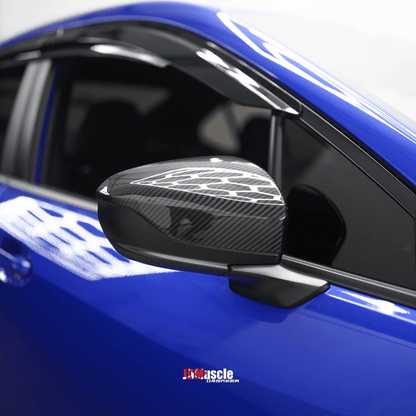 JDMuscle [22-26 WRX]  Pre-preg Carbon Fiber Side Mirror Replacements w/ Gloss Finish - Return