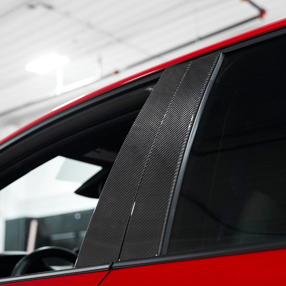 JDMuscle 23 - 26 Toyota GR Corolla Carbon Fiber Exterior B - Pillar Covers (4PC) - JDMuscleExterior GarnishesJDM-E210-24169MFCMatte Forged Carbon Fiber