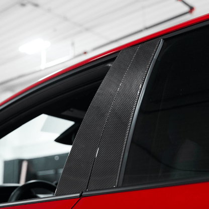 JDMuscle 23 - 26 Toyota GR Corolla Carbon Fiber Exterior B - Pillar Covers (4PC) - JDMuscleExterior GarnishesJDM-E210-24169MFCMatte Forged Carbon Fiber