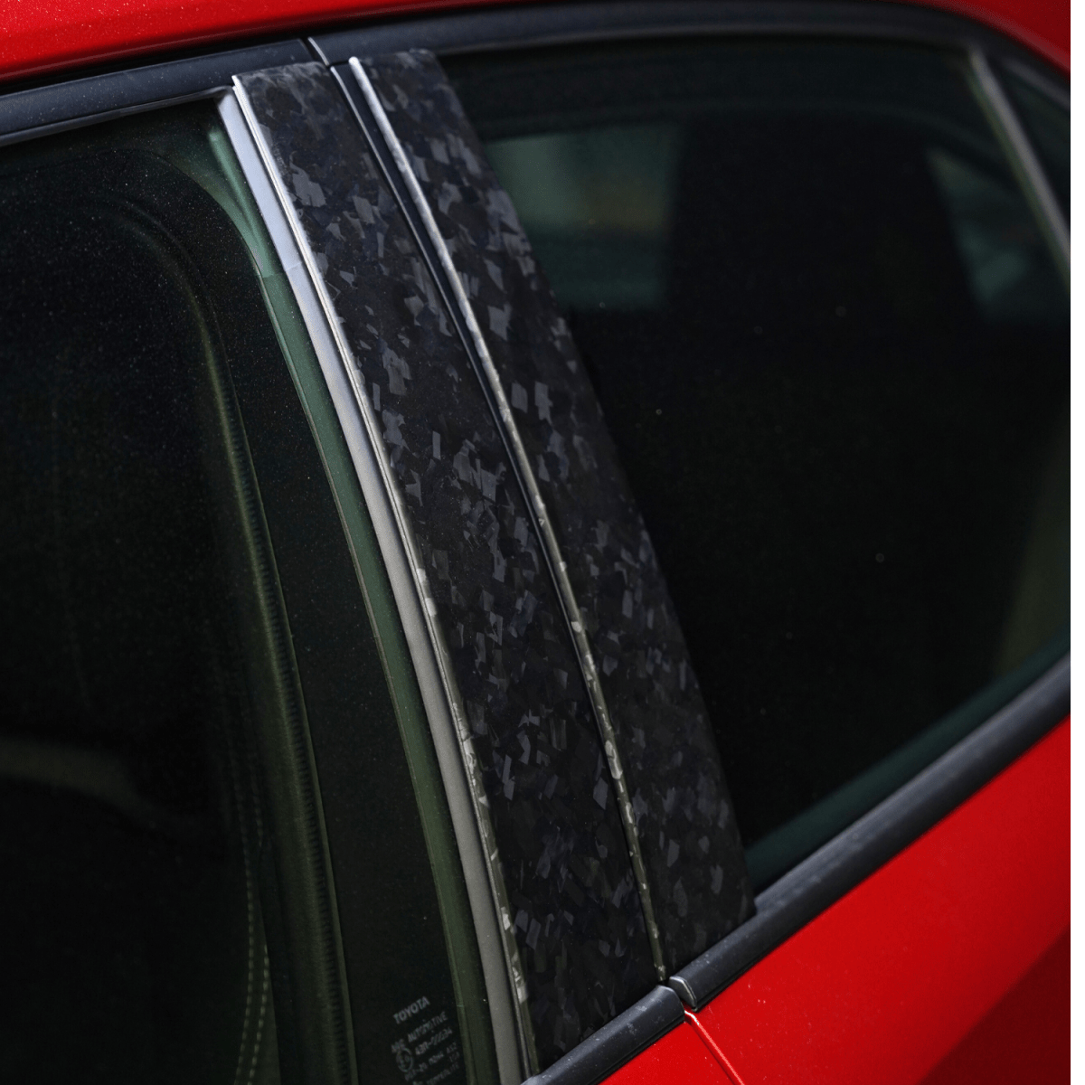JDMuscle 23 - 26 Toyota GR Corolla Carbon Fiber Exterior B - Pillar Covers (4PC) - JDMuscleExterior GarnishesJDM-E210-24169MFCMatte Forged Carbon Fiber