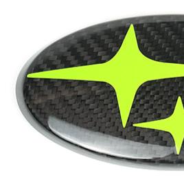 JDMuscle Tanso Carbon Fiber Subaru Emblem Covers Front & Back, Red/White/Blue [22 - 25 WRX, 15 - 21 WRX/STI, 18 - 23 Crosstrek, 17 - 23 Impreza] - JDMuscleOrnaments and EmblemsJDM-WRX22-SEDCFNYNeon Yellow