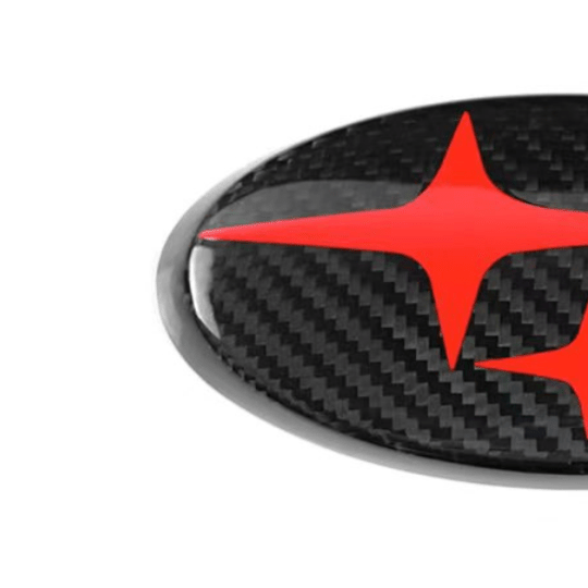 JDMuscle Tanso Carbon Fiber Subaru Emblem Covers Front & Back, Red/White/Blue [22 - 25 WRX, 15 - 21 WRX/STI, 18 - 23 Crosstrek, 17 - 23 Impreza] - JDMuscleOrnaments and EmblemsJDM-WRX22-SEDCFRDRed