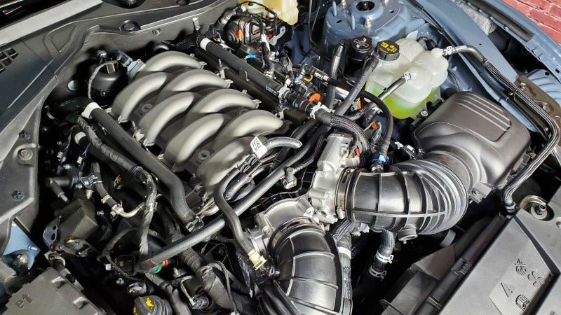 J&L 2024 Ford Mustang 5.0L Oil Separator 3.0 PCV Side - Black Anodized - JDMuscleShop the look 2jlt3091P-B