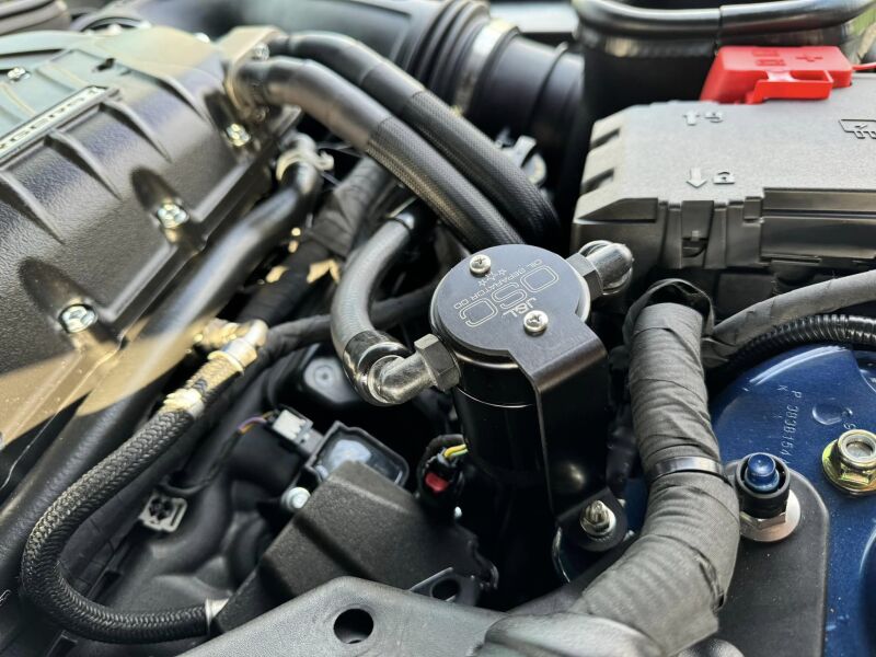 J&L 2024 Ford Mustang GT w/ Whipple Supercharger Oil Separator 3.0 PCV Side - Black Anodized - JDMuscleShop the look 2jlt3092P-B