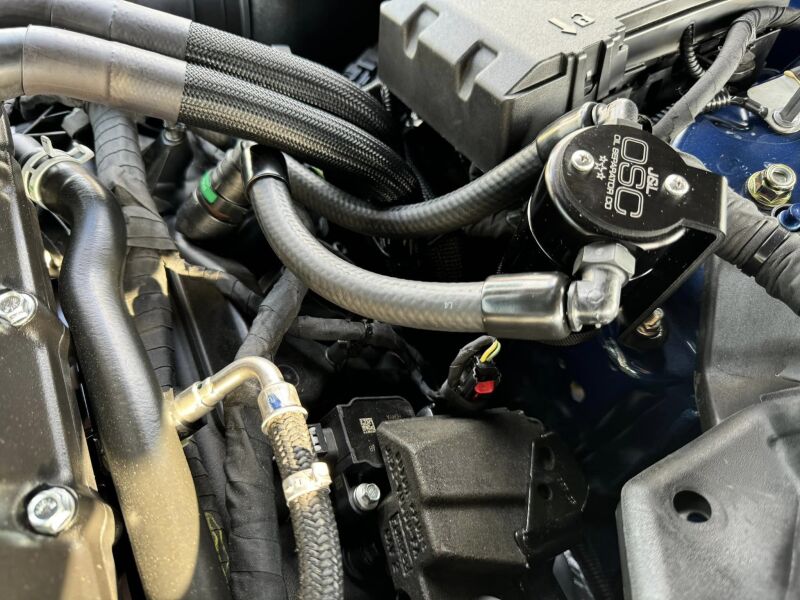J&L 2024 Ford Mustang GT w/ Whipple Supercharger Oil Separator 3.0 PCV Side - Black Anodized - JDMuscleShop the look 2jlt3092P-B