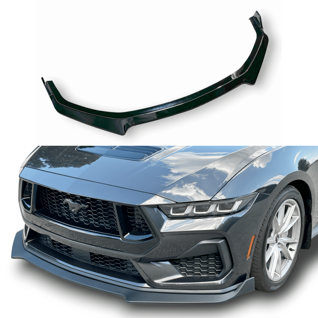 JSD 24+ Ford Mustang 3 - Piece Chin Spoiler for GT/ EcoBoost （Without PERFORMANCE PACK） - JDMuscleFront LipsCS-MU24-MBMatte Black
