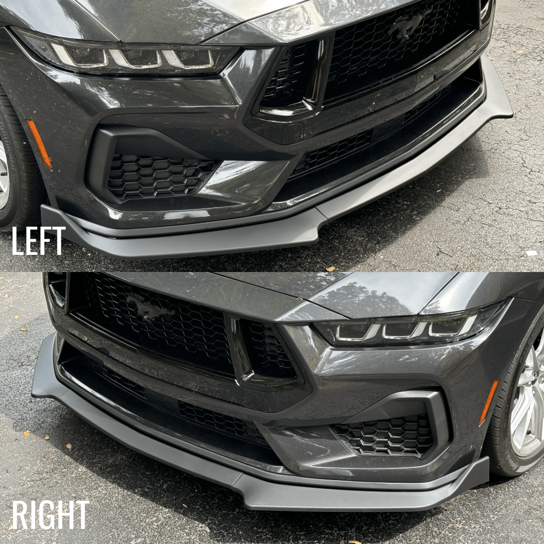 JSD 24+ Ford Mustang 3 - Piece Chin Spoiler for GT/ EcoBoost （Without PERFORMANCE PACK） - JDMuscleFront LipsCS-MU24-MBMatte Black