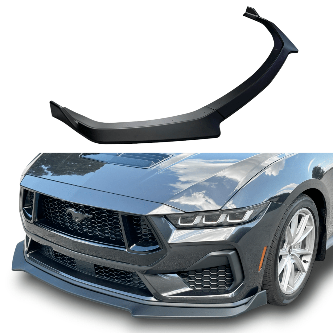 JSD 24+ Ford Mustang 3 - Piece Chin Spoiler for GT/ EcoBoost （Without PERFORMANCE PACK） - JDMuscleFront LipsCS-MU24-MBMatte Black