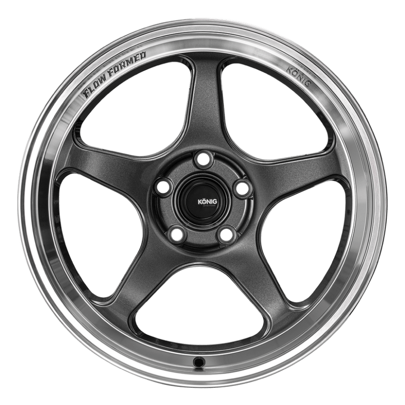 Konig Hyperspec 18x8 5X114.3 ET35 Anthracite Metallic Wheel w/ Mirror Machined Lip - JDMuscleSPKkngHP88514356