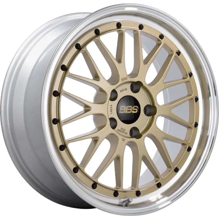 BBS LM 18x9 5x114.3 ET42 Gold Center Diamond Cut Lip Wheel - 82mm PFS/Clip Required | LM077GPK