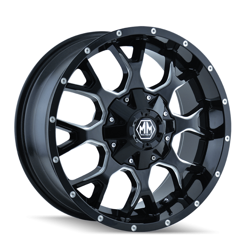 Mayhem 8015 Warrior 18x9 / 5x114.3 BP / 18mm Offset / 87mm Hub Black w/ Milled Spokes Wheel - JDMuscleSPK518309