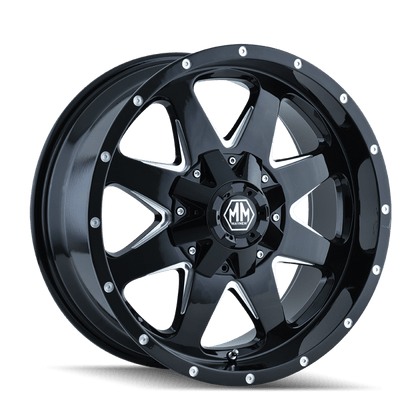 Mayhem 8040 Tank 18x9 / 5x114.3 BP / - 12mm Offset / 87mm Hub Black w/ Milled Spokes Wheel - JDMuscleSPK518083