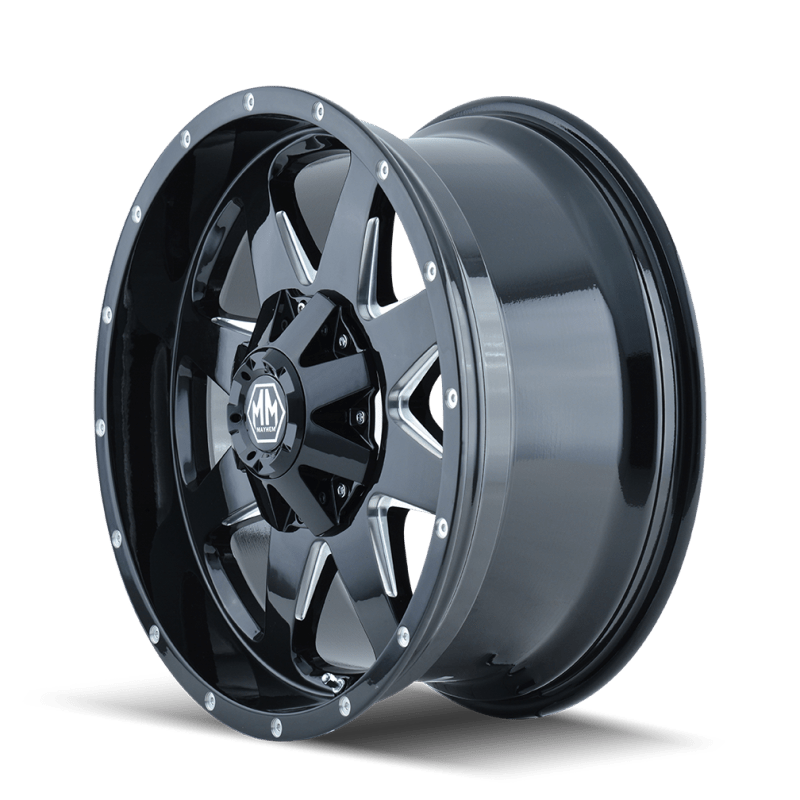 Mayhem 8040 Tank 18x9 / 5x114.3 BP / - 12mm Offset / 87mm Hub Black w/ Milled Spokes Wheel - JDMuscleSPK518083