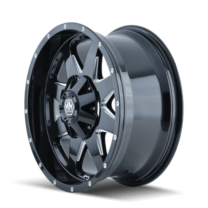 Mayhem 8040 Tank 20x9 / 5x114.3 BP / - 12mm Offset / 87mm Hub Black w/ Milled Spokes Wheel - JDMuscleSPK518079