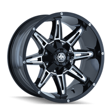 Mayhem 8090 Rampage 17x9 / 5x114.3 BP / - 12mm Offset / 87mm Hub Black w/ Milled Spokes Wheel - JDMuscleSPK517977