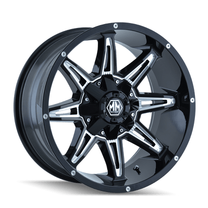 Mayhem 8090 Rampage 17x9 / 5x114.3 BP / 18mm Offset / 87mm Hub Black w/ Milled Spokes Wheel - JDMuscleSPK517985