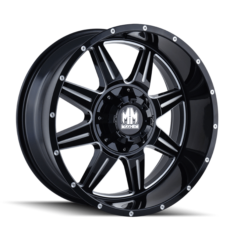 Mayhem 8100 Monstir 17x9 / 5x114.3 BP / 18mm Offset / 87mm Hub Black w/ Milled Spokes Wheel - JDMuscleSPK517830