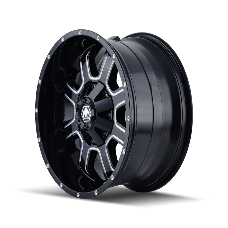 Mayhem 8103 Fierce 17x9 / 5x114.3 BP / 18mm Offset / 87mm Hub Black w/ Milled Spokes Wheel - JDMuscleSPK517667