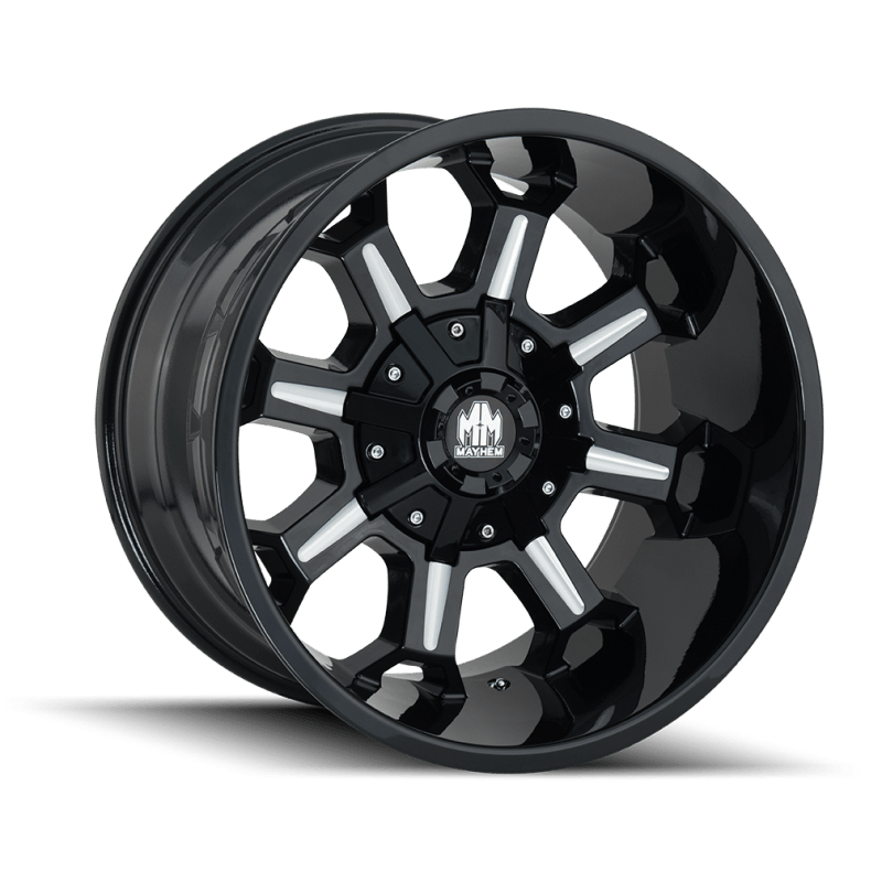 Mayhem 8105 Combat 17x9 / 5x114.3 BP / - 12mm Offset / 87mm Hub Black w/ Milled Spokes Wheel - JDMuscleSPK517479