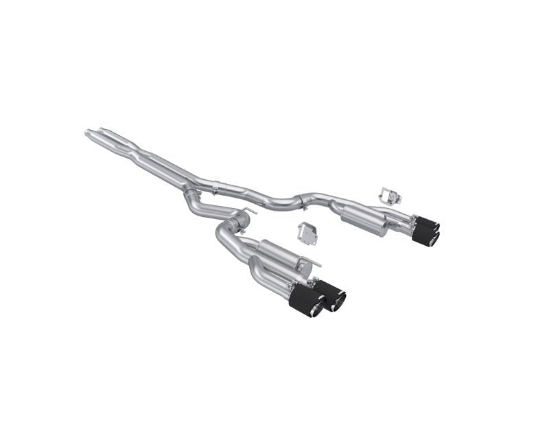 MBRP [24 - 25 Mustang 5.0L T304] SS 3in Cat - Back Exhaust w/ Quad Carbon Fiber Tips | Valve Delete - JDMuscleCat Back Exhaust SystemmbrpS72823CF