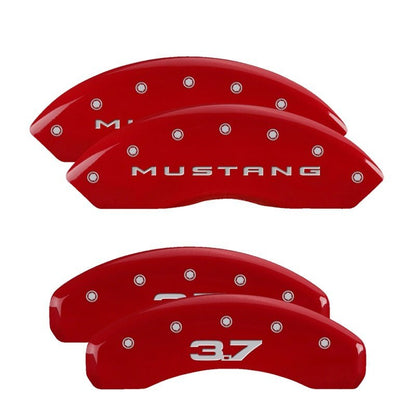 MGP 4 Caliper Covers Engraved Front 2015/Mustang Engraved Rear 2015/37 Red finish silver ch - JDMuscleShop the look 2mgp10202SM32RD