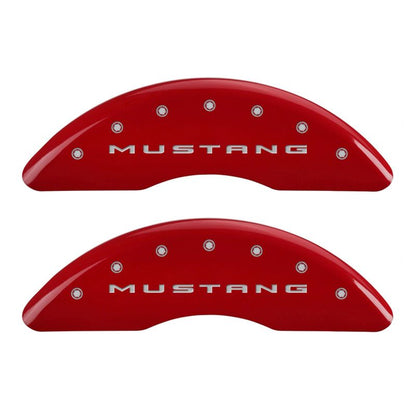 MGP 4 Caliper Covers Engraved Front 2015/Mustang Engraved Rear 2015/50 Red finish silver ch - JDMuscleShop the look 2mgp10200SM52RD
