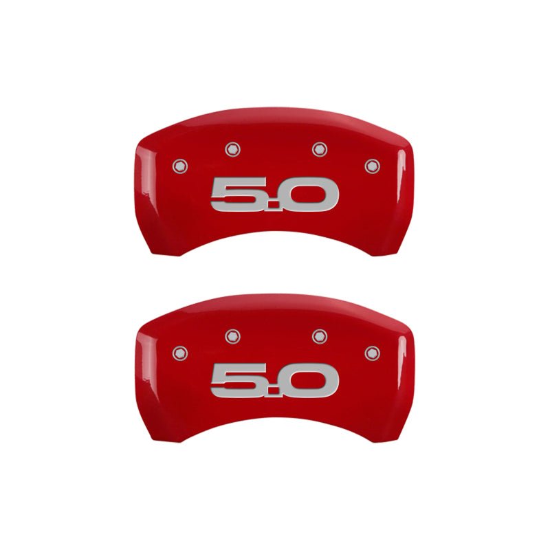 MGP 4 Caliper Covers Engraved Front 2015/Mustang Engraved Rear 2015/50 Red finish silver ch - JDMuscleShop the look 2mgp10201SM52RD