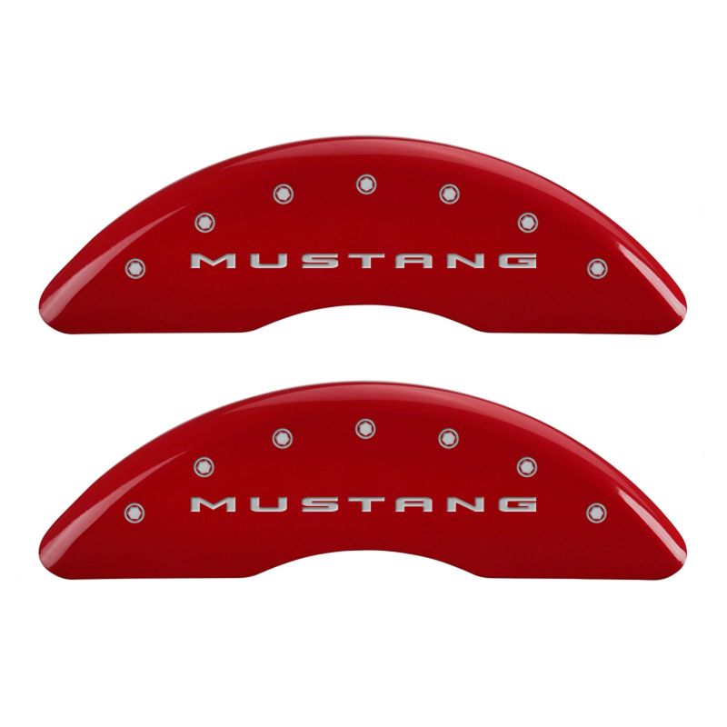 MGP 4 Caliper Covers Engraved Front 2015/Mustang Engraved Rear 2015/50 Red finish silver ch - JDMuscleShop the look 2mgp10201SM52RD