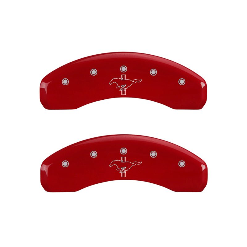 MGP 4 Caliper Covers Engraved Front 2015/Mustang Engraved Rear 2015/Bar & Pony Red finish silver ch - JDMuscleShop the look 2mgp10202SMB2RD