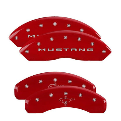 MGP 4 Caliper Covers Engraved Front 2015/Mustang Engraved Rear 2015/Bar & Pony Red finish silver ch - JDMuscleShop the look 2mgp10202SMB2RD