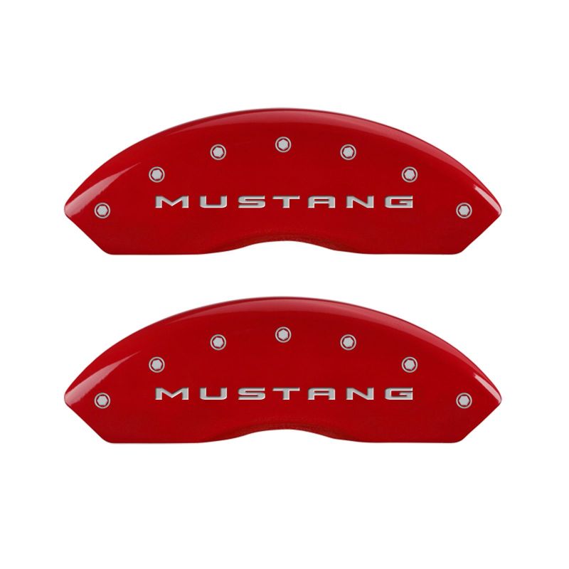 MGP 4 Caliper Covers Engraved Front 2015/Mustang Engraved Rear 2015/Bar & Pony Red finish silver ch - JDMuscleShop the look 2mgp10202SMB2RD