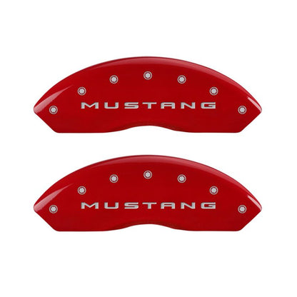 MGP 4 Caliper Covers Engraved Front 2015/Mustang Engraved Rear 2015/Bar & Pony Red finish silver ch - JDMuscleShop the look 2mgp10202SMB2RD