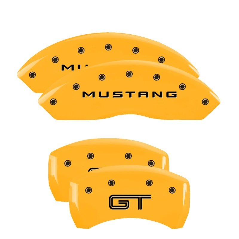 MGP 4 Caliper Covers Engraved Front 2015/Mustang Engraved Rear 2015/GT Red finish silver ch - JDMuscleShop the look 2mgp10201S2MGRD