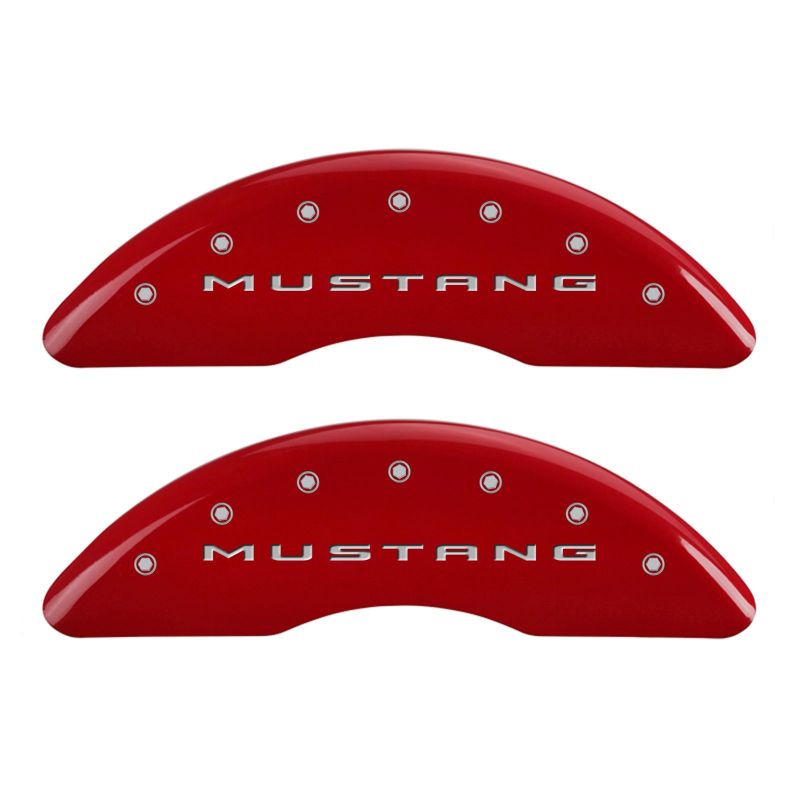 MGP 4 Caliper Covers Engraved Front 2015/Mustang Engraved Rear 2015/GT Red finish silver ch - JDMuscleShop the look 2mgp10201S2MGRD