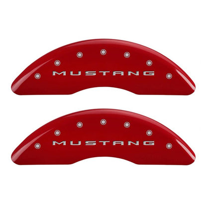 MGP 4 Caliper Covers Engraved Front 2015/Mustang Engraved Rear 2015/GT Red finish silver ch - JDMuscleShop the look 2mgp10201S2MGRD