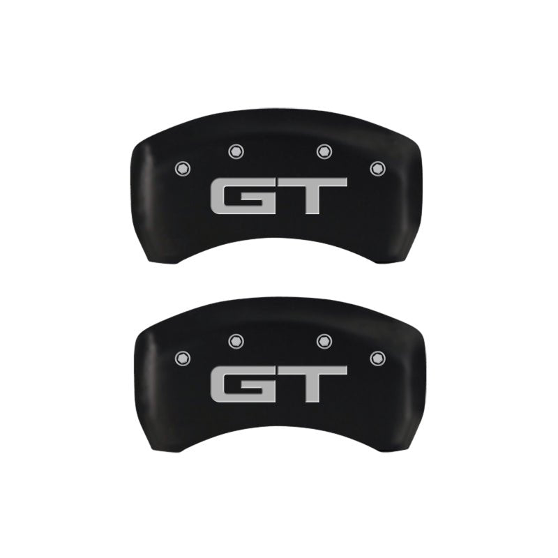 MGP 4 Caliper Covers Engraved Front 2015/Mustang Engraved Rear 2015/GT Red finish silver ch - JDMuscleShop the look 2mgp10201S2MGRD