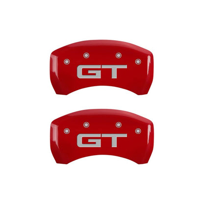 MGP 4 Caliper Covers Engraved Front 2015/Mustang Engraved Rear 2015/GT Red finish silver ch - JDMuscleShop the look 2mgp10201S2MGRD