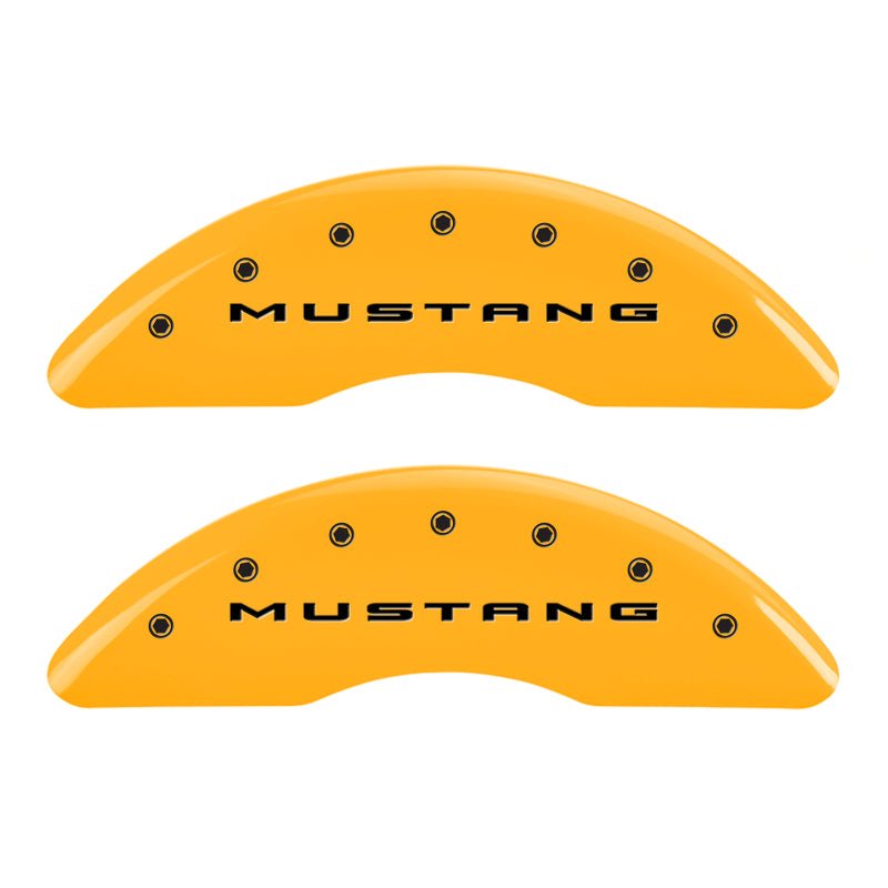 MGP 4 Caliper Covers Engraved Front 2015/Mustang Engraved Rear 2015/GT Yellow finish black ch - JDMuscleShop the look 2mgp10200S2MGYL