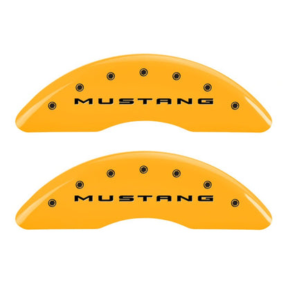 MGP 4 Caliper Covers Engraved Front 2015/Mustang Engraved Rear 2015/GT Yellow finish black ch - JDMuscleShop the look 2mgp10200S2MGYL
