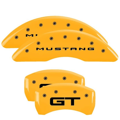 MGP 4 Caliper Covers Engraved Front 2015/Mustang Engraved Rear 2015/GT Yellow finish black ch - JDMuscleShop the look 2mgp10200S2MGYL
