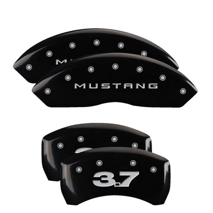 MGP 4 Caliper Covers Engraved Front 2015/Mustang Engraved Rear 2015/GT Yellow finish black ch - JDMuscleShop the look 2mgp10200S2MGYL