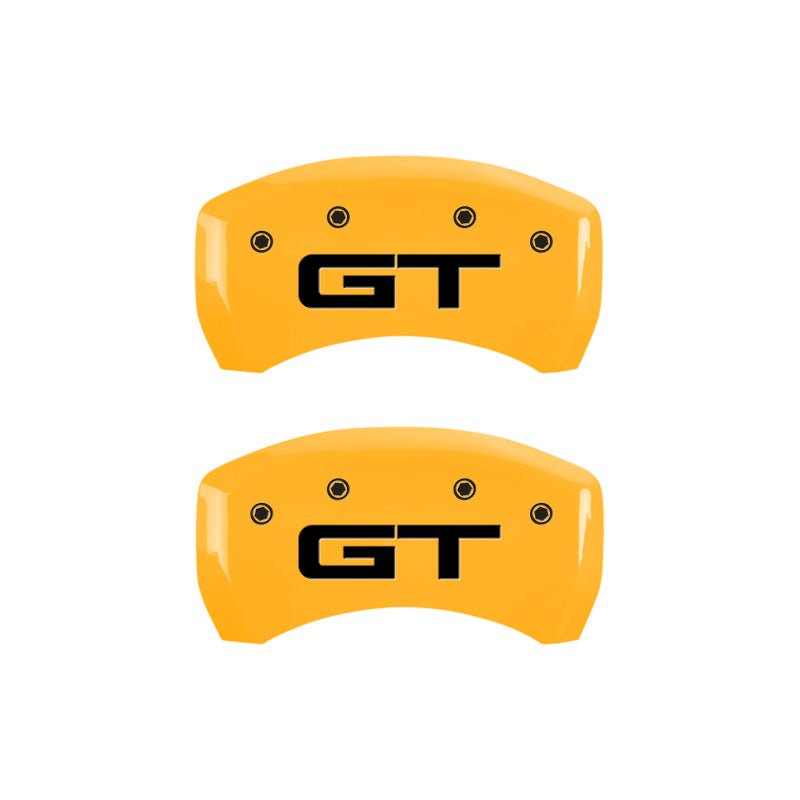 MGP 4 Caliper Covers Engraved Front 2015/Mustang Engraved Rear 2015/GT Yellow finish black ch - JDMuscleShop the look 2mgp10200S2MGYL