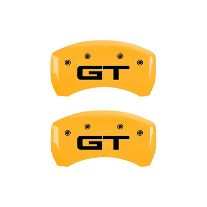 MGP 4 Caliper Covers Engraved Front 2015/Mustang Engraved Rear 2015/GT Yellow finish black ch - JDMuscleShop the look 2mgp10200S2MGYL