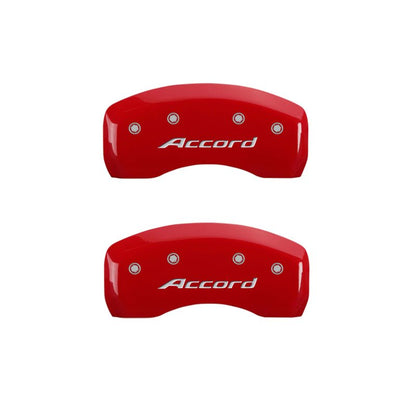 MGP 4 Caliper Covers Engraved Front Accord Engraved Rear Accord Red finish silver ch - JDMuscleSPKmgp20219SACCRD