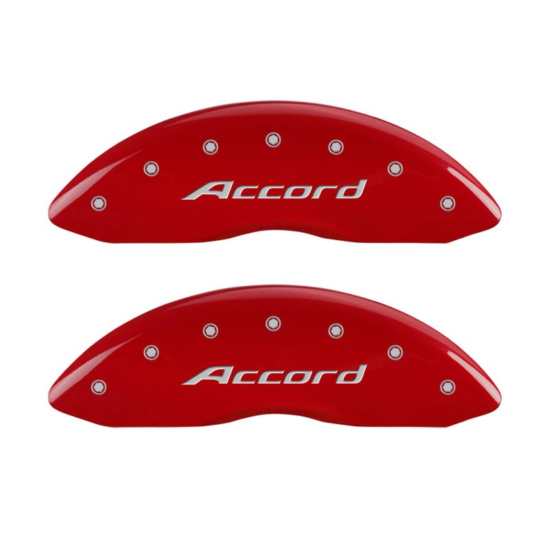MGP 4 Caliper Covers Engraved Front Accord Engraved Rear Accord Red finish silver ch - JDMuscleSPKmgp20219SACCRD